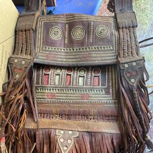 Vintage 1960’s leather fringe bag, 12x12 with 8” of leather fringe.